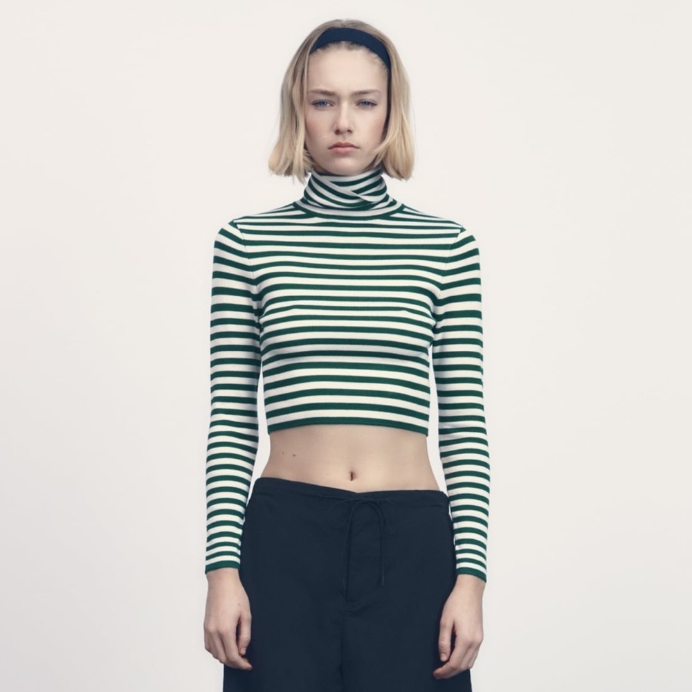 Zara Crop Knit Turtleneck‎ Sweater Size L